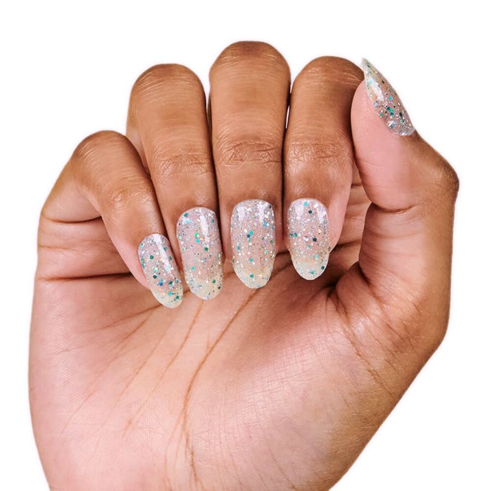 Color Street Most Definitely Real Nail Polish Strips Blue Glitter Overlay